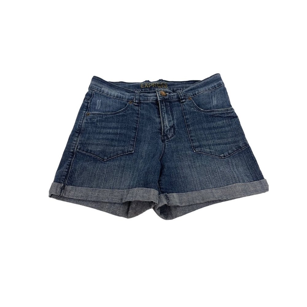 Express Jeans Women’s Denim Shorts 6 Blue 4-Pocket Zip & Button Stretchy